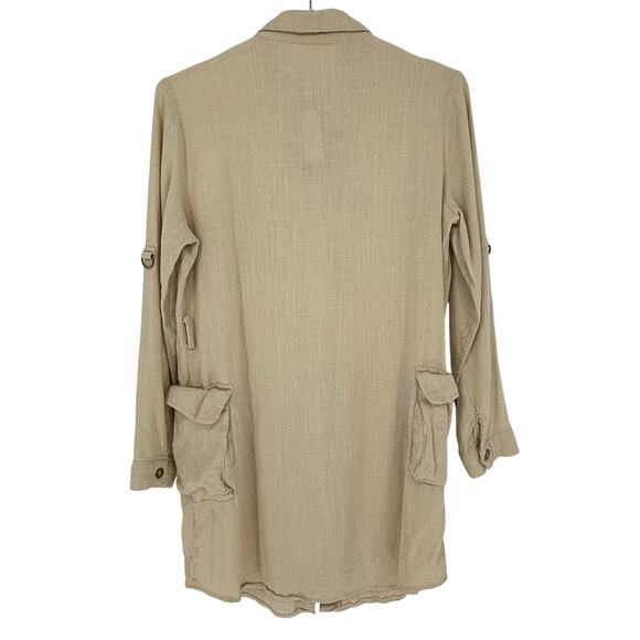 Y2K LC Lizette Collection Tunic Shirt Utility Jacket Roll Tab Sleeve Mid Length - Picture 2 of 7